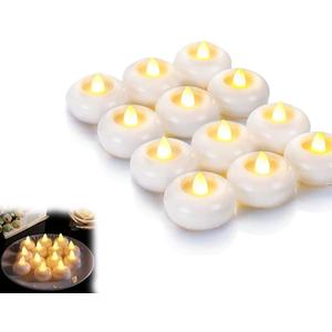 AMERTEER Flameless Floating Candles | Floating Led Candles | 12 Pack Warm White Led Floating Candles | Water Activated Tea Lights For Pool & SPA | Floating Flameless Candles For Parties & Weddings