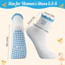 Jspupifip 2/4/5 Pairs Womens Embroidery Non Slip Pilates Yoga Socks | Cute Grippy Crew Socks Offered Fit Barre Workout Hospital Indoor Barefoot Daily Activities For Ladies
