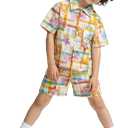 Boys Shirt Shorts Sets Toddler Summer Outfits Hawaiian Beach Vacation Clothes (Orange) 7-8Y