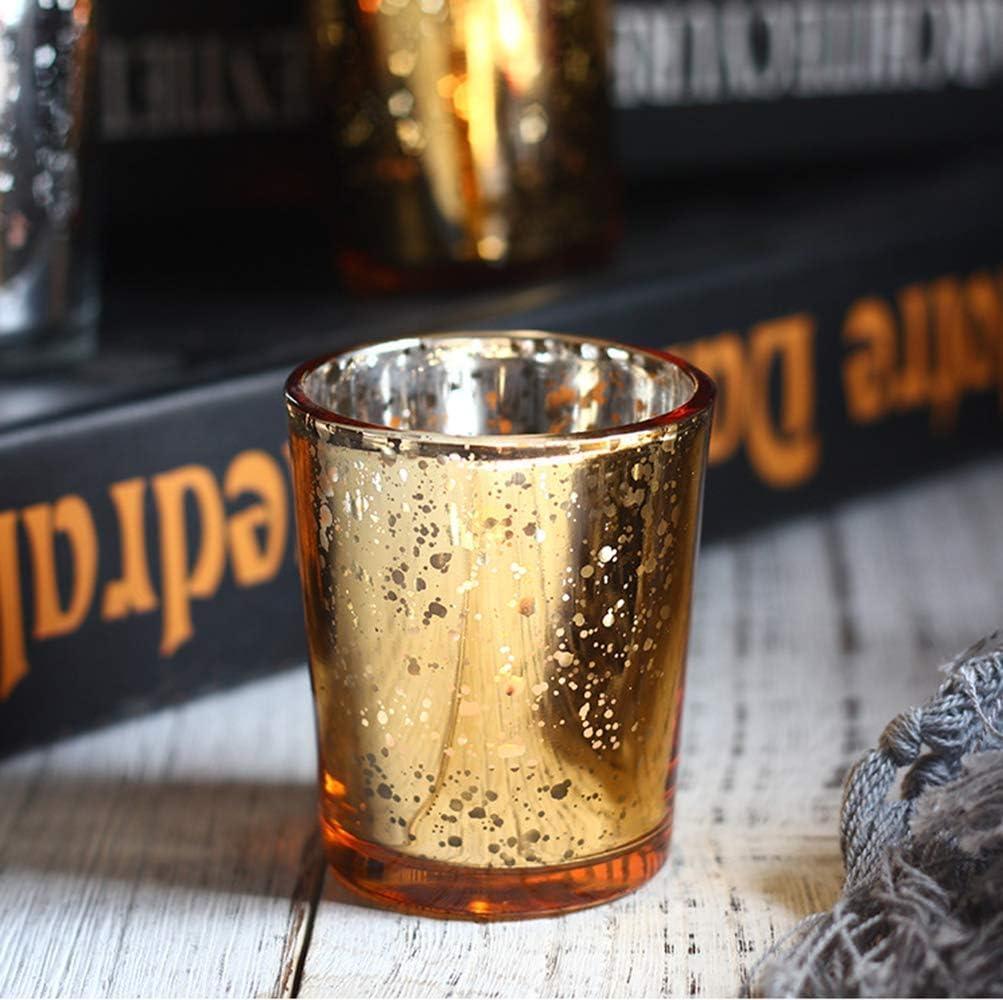 Candle Holders Glass Tea Light Candle Holder Bulk for Wedding Decor Home Decor Birthday Party Atmosphere Glass Gold SED Sliver 10PCS (Gold)