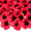 Xinnun 60 Pieces Artificial Poppies Flowers Red Poppy Artificial Silk Faux Stemless Flowers Head for Memorial Day Veterans Day Wedding Home Decoration Bouquet Corsages Party Centerpiece