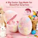 2 x Decorative Easter Egg with Raffia Grass and Card, Plush Fabric Tabletop Home Dcor, Openable Design for Spring Seasonal Display, 8.27 Inch (2)