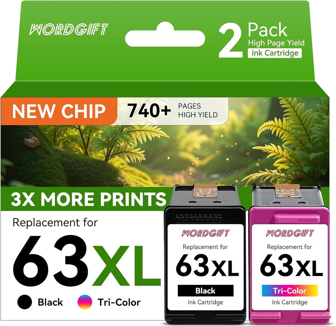 63XL Ink Cartridge Combo Pack Remanufactured for 63XL Black Tri-Color 63 Works for Envy 4510 4520 4511 4650 4655 5255 5258 5200 OfficeJet 3830 3836 DeskJet 1110 3630 Printer