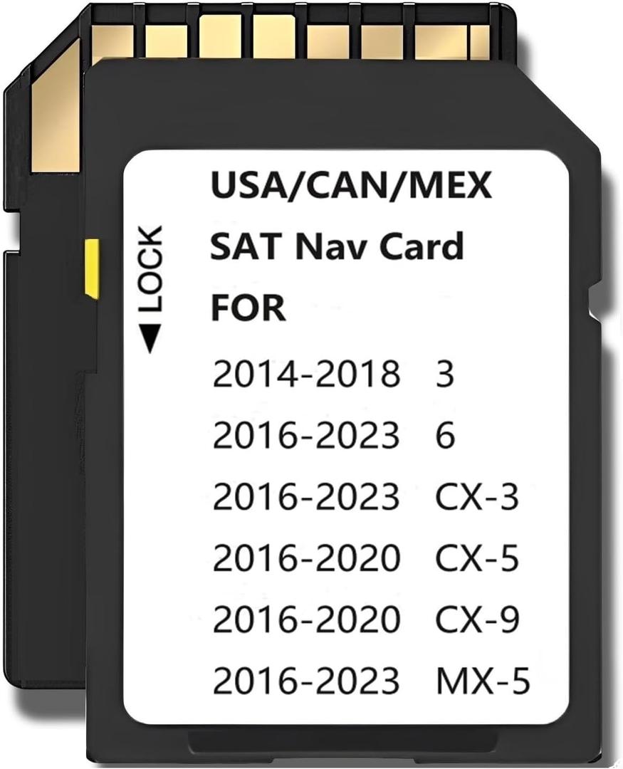 Latest Navigation SD Card Memory, Compatible with maz*da Models: (2016-23)-Cx3(2016-20)-CX5(2016-20)-Cx9. (2016-23)-Mx5. (2014-18)-3. (2016-23)-6, Can/Mex/USA Maps(NAVISD1423)