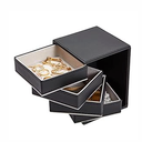 Juvale 4-Layer Rotating Jewelry Organizer - Velvet-Lined Ring Box & Necklace Holder - Earring Organizer & Bracelet Holder - Portable Travel Jewelry Box - Black, 4 x 4 x 5.25 in