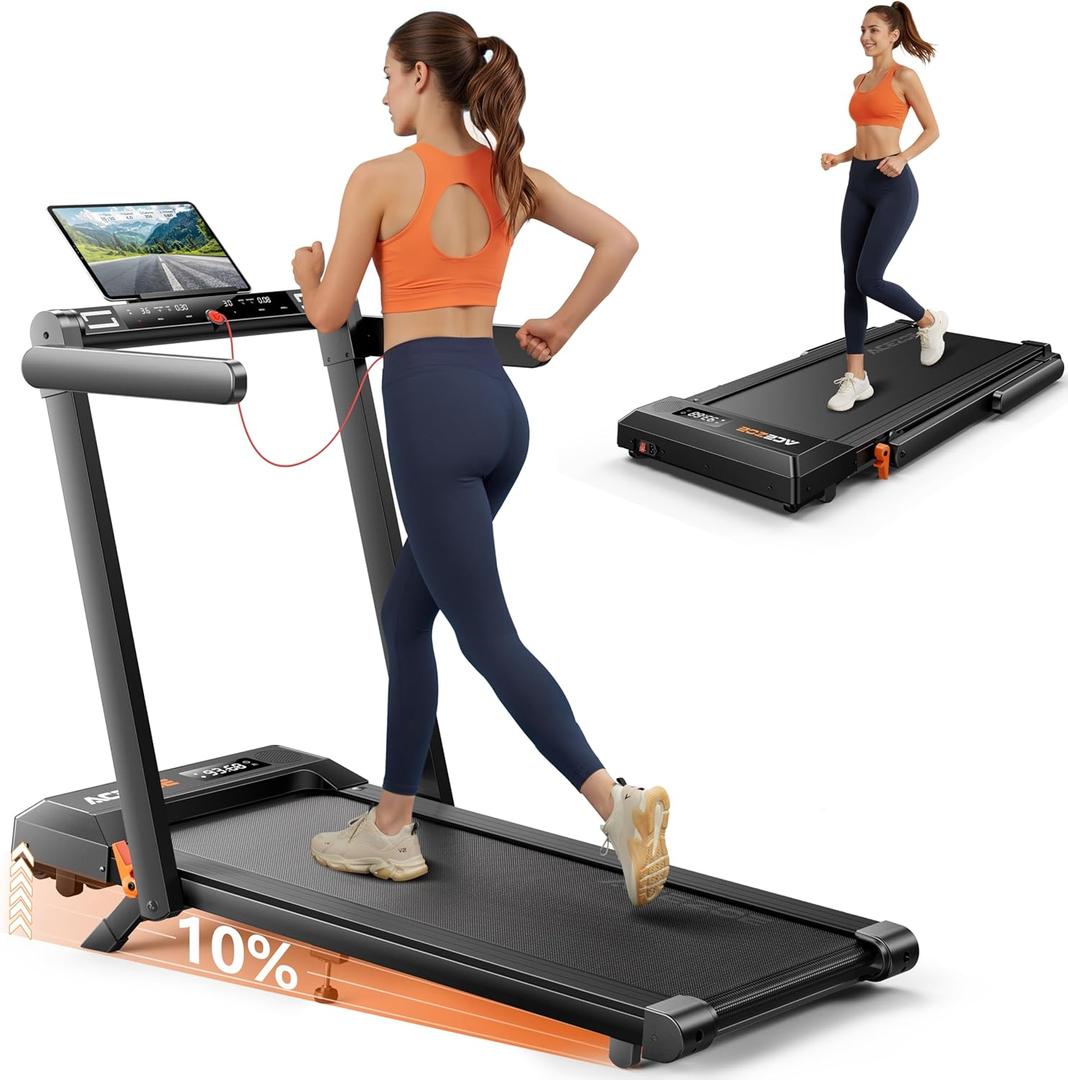 Acezoe Foldable Treadmill with 0-15% Incline and Handle Bar, 2.5HP Treadmills for Home, Under Desk Treadmill with 300LBS Capacity, Walking Pad with Speaker, APP/Remote Control (Black)