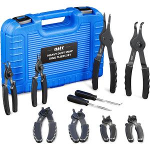 Orion Motor Tech 10pc Snap Ring Pliers Set, Internal & External Circlip Pliers With Bent & Straight Pliers, Hook Pick, Heavy Duty Snap Ring and Circlip Removal Tool with Storage Case & Gloves (Blue)