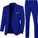 Mens Slim Fit 2 Piece Suit Two Button Notched Lapel Solid Suit Jacket Pants Set Tuxedo for Prom (6X-Large, Royal Blue)