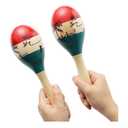 Maracas Large Colorful Wood Rumba Shakers Rattle Hand Percussion of Sand of the Hammer Great Musical Instrument with Salsa Rhythm For Party,Games. (Colorful 2 Pair)