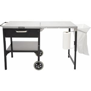 Cuisinart Prep n Cook Outdoor Table and Grill Stand, Stainless Steel Folding Table with Wheels, 48 x 24 Prep Station for Home BBQ, Tailgates, Cookouts