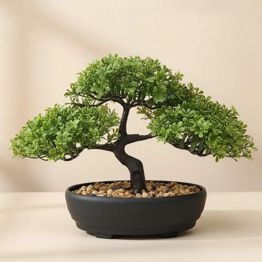 ALAGIRLS Artificial Bonsai Tree, Fake Juniper Plants Indoor Small Fake Bonsai Tree Indoor with Pot and Pebbles Artificial Bonsai Tree Indoor for Desk Home Office Bathroom Shelf Decorations