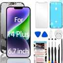 for iPhone 14 Plus Screen Replacement 6.7 inch (Model A2886, A2632, A2885, A2888, A2887), 3D Touch LCD Display Digitizer Assembly with Repair Tools