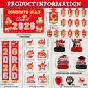 2026 Graduation Party Decorations Kit Red and Gold - Includes Backdrop, Banner, Balloons, Hanging Swirls, Honeycomb Centerpieces for Class of 2026 High School College Graduation Party Supplies
