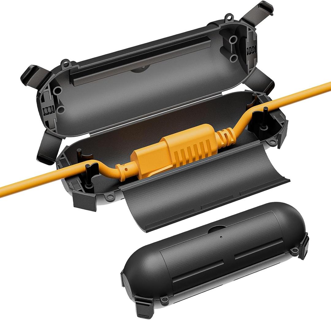 iwillink 2 Pack Outdoor Extension Cord Cover Waterproof - Weatherproof Electrical Connection Box for Outdoor Outlet, Plug, Socket, Christmas Holiday Decoration, Power Tool, Black