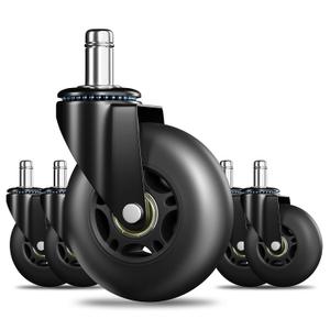 RidRed Office Chair Wheels Replacement Heavy Duty 3 Inch Roller Blade Wheels for Carpet Hardwood Floors, Support 650 LB, Noise Free, Fits 98% Chair, for All Floor, Set of 5 (Black)