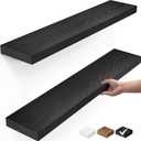BAYKA Floating Shelves for Wall, 22.5" Wall Mounted Rustic Wood Shelves for Bathroom, Bedroom, Living Room, Kitchen, Office, Hanging Shelf for Books/Storage/Room Decor Capacity (Black, Set of 2)