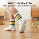 Toddler Socks with Grips, Seamless Non-Slip Crew Baby Boy Girl Grippy Socks (Beige, M)