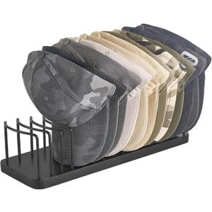 Mkono Hat Organizer for Baseball Caps, Hat Holder for 15 Baseball Caps, Tabletop Hat Rack Stand Hat Storage Display Cap Organizer for Desk Closet Shelf Dresser (Black, Medium)