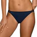 Vanity Fair Women's Illumination String Bikini Panties, Silky Stretch & Satin Trim 5, Ghost Navy