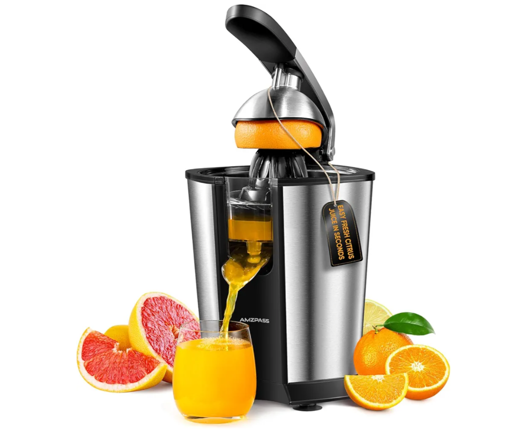 Electric Orange Juicer, Citrus Juicer Squeezer with 2 Cones and Soft Grip Handle for Effortless Juicing, Stainless Steel Quiet Orange Juice Extractor Machines for Lime Grapefruit Lemon