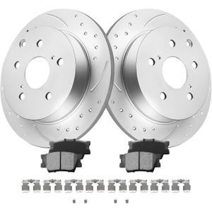MOTOREVO Rear Geomet Brake Rotors Kit for RAV4 [2006-2018, 281mm11.1in] Automotive Replacement Back Brake Discs and Ceramic Brake Pads 2007 2008 2009 2010 2011 2012 2013 2014 2015 2016 2017