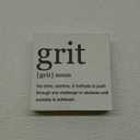 Inspirational Grit Definition Art Wooden Box Sign Grit Minimalist Desk Decorative Wooden Sign Home Office Decor for Table Shelf 5 x 5 Inches