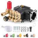 VEVOR Pressure Washer Pump, 3/4" Shaft Horizontal Triplex Plunger, 3300 PSI, 2.5GPM, Replacement Power Washer Pumps Kit with 5 Nozzles, Compatible with Simpson MorFlex 40224, 40225, 40226, Santoprene