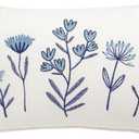 Mud Pie Lumbar Crewel Floral Pillow (11" x 18")