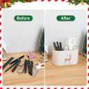 Christmas Pen Holder for Desk, PU Leather Pencil Holder for Desk with 2 Compartments for Home Office Supplies, Christmas Decorations Pencil Cup Desk Organizer (Reindeer)