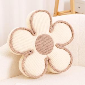 Flower Pillow, Soft Shaped Floor Cushion, Decorative Throw Pillow, Seating Cushion, Plush Room Decor Pillows for Sofa Couch Bed (13.7 Inch, Ivory)