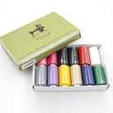 Sewing Threads Set All Purpose Polyester Thread Kit for Hand Sewing & Sewing Machine 12 Color, 382 yd/350m per Spool