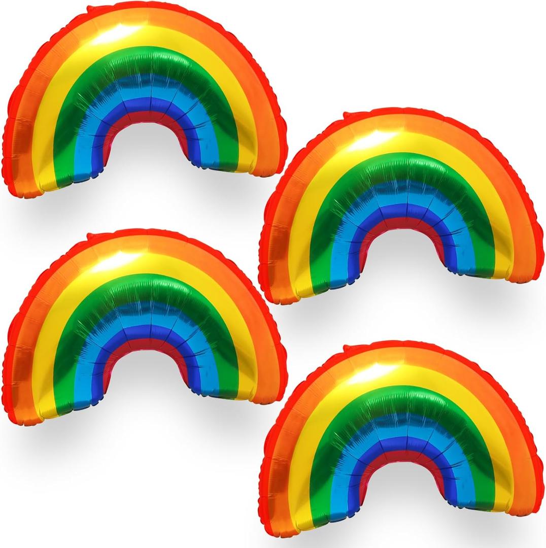 Giant Pride Day Balloons Rainbow Foil Balloons 38'' Large Rainbow Balloons for Pride Parade Supplies Festival Gay Party Decorations LGBTQ Birthday Party 4PCS