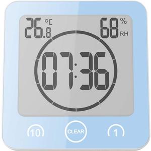 AOZBZ Shower Wall Clock, Digital Kitchen Timer with Alarm, Waterproof Touch Screen Timer, Temperature Humidity Display with Suction Cup Hanging Hole (Blue)