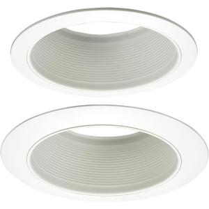 HALO E26 Series 6 in. White Recessed Ceiling Light Fixture Trim with White Straight Side Metal Baffle