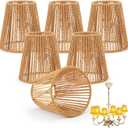 Riakrum 6 Pcs Chandelier Lamp Shades Set Small Lamp Shade for Pendant Wall Ceiling Lights Candle Bulbs Clip on Fitter Lampshade(Rattan)