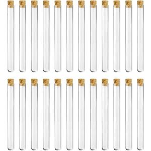36 Pcs 12x75mm Clear Test Tubes Scientific Experiment Tubes Transparent Plastic Test Tubes Lab Sample Tubes Beads Storage Tubes with Cork Stoppers for Jewelry Seed Beads