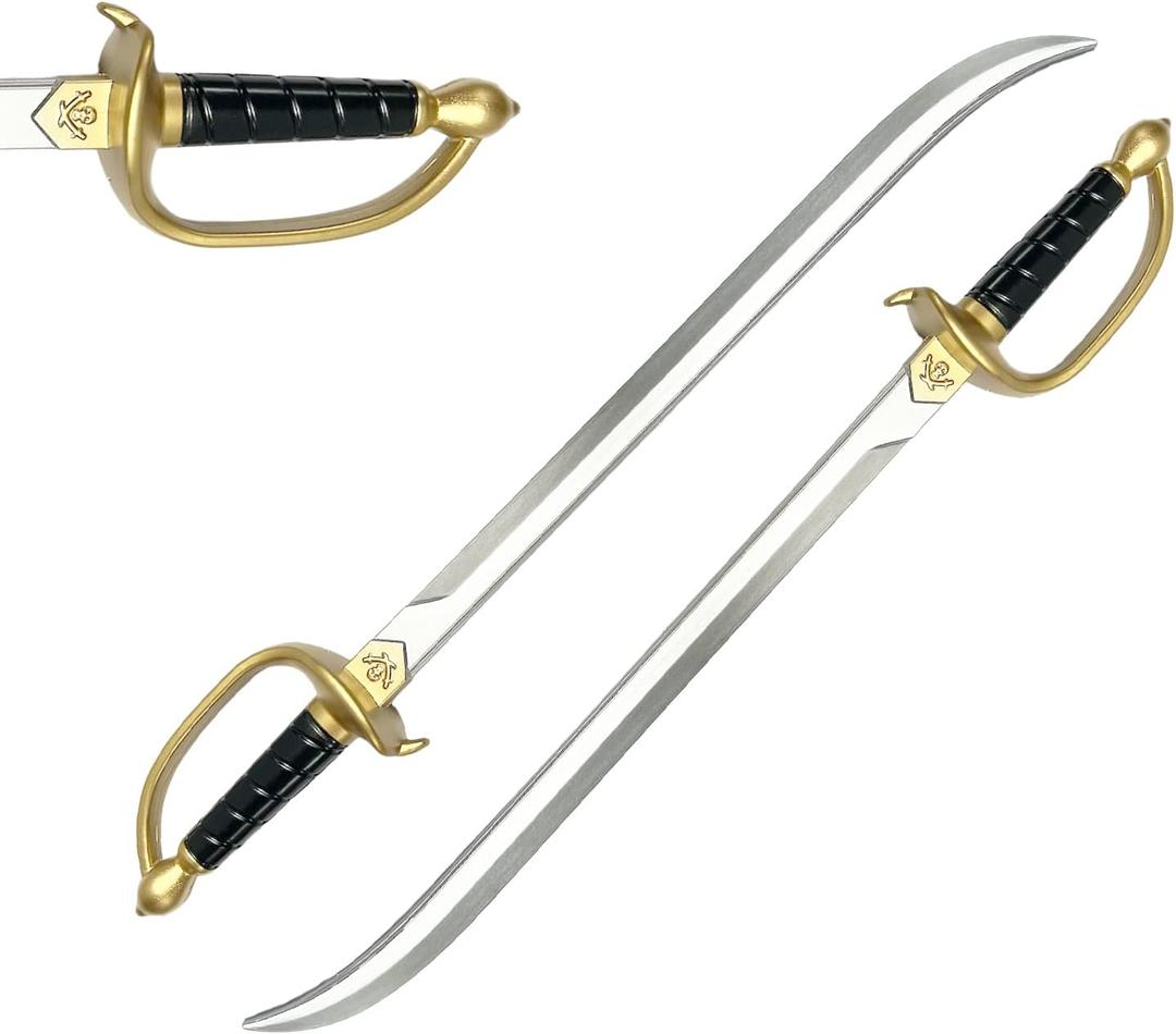 Set of Two 30-Inch Foam Pirate Cutlass Swords - Perfect for Cosplay, Roleplaying, and Halloween Costume Props. Safe and Durable Training Sword