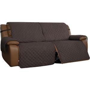 Easy-Going Oversized Loveseat Recliner Cover, Reversible Couch Cover for Double Recliner, Split Sofa Cover for Each Seat with Elastic Straps for Dogs, Pets(Oversized 2 Seater, Chocolate/Beige)