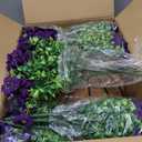 Hananona 2 Set Artificial Outdoor Flowers with Hanging Basket, 2 Hanging Planters with 24 Pcs Flowers for Spring Summer Front Porch Garden Patio Home Decor (2, Purple)