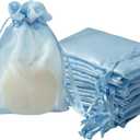 QIANF 20 Pcs Blue Small Organza Bags 4X6 inch for Wedding Favors with Drawstring, Mini Mesh Gift Bags Jewelry Pouch for Candy Bridal Shower Party Favor Baby Shower Christmas
