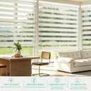 Changshade Linen Cordless Zebra Blinds for Windows, Light Filtering Dual Layer Zebra Shades, Free-Stop Roller Blinds, Privacy Day Night Light Control for Bedroom Living Room Office, 32" W×48" H,Beige