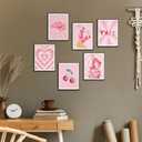 JSXOVDL Pink Preppy Room Decor Wall Art Retro Cowboy Western Wall Art Aesthetic Preppy Stuff Canvas Prints Wall Art Vintage Pink Poster for Girls Bedroom Dorm 8x10 Unframed 6pcs