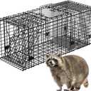 VASALAID Live Animal Trap Cage, 32" X 12" X 12.5" Catch and Release, Humane Live Trap Cage Indoor and Outdoor Foldable Live Trap for Raccoons,Groundhogs, Stray Cats,Squirrels, Rabbits, woodchucks