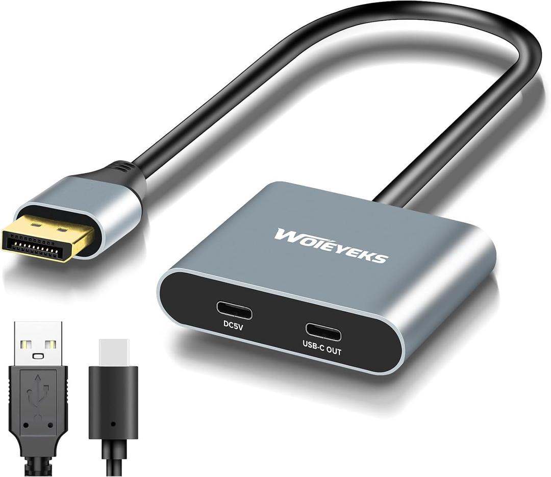 8K 60Hz HDR DisplayPort to USB C Female Cable Adapter with Powered,Uni-Directional DP Input to Type C Display Converter Support Touch,Compatible with VR/XR/AR GlassesLaptopPC