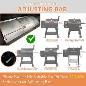 Flame Broiler Kit for Pit Boss Pellet Grills in PB820, PB850 Series with Flame Broiler Adjusting Bar - Includes Slide Cover and Bottom Kit, Grill Replacement Parts for Pit Boss 820D3, 850PS2 and More, Gray