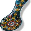 Handmade Spoon Rest, Ceramic Spoon Rest for Stove Top, 10" Spoon Rest for Kitchen Counter, Dishwasher Safe Spoon Holder for Stove, Housewarming Gifts Utensil Rest, Colorful Spoon Rests (Emerald Green)