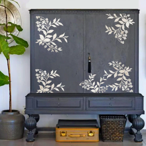 ChicSkin Larger Vintage UV DTF Transfers for Furniture, Ivory White Botanical Furniture Transfers Rub on Nightstand Decoration, Wild Floret Winter Stickers for Wood 11.42"X53.15"