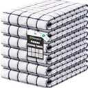 Homaxy Premium Kitchen Towels(16”x 28”, 6 Pack), Check Design, Dusty Blue