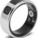 Smart Ring with LED Display, Smart Ring Fitness Tracker, IP68 Waterproof Fitness & Sleep Tracker for Women & Men with Charging Case, APP for iOS for Android, Silver (#9)