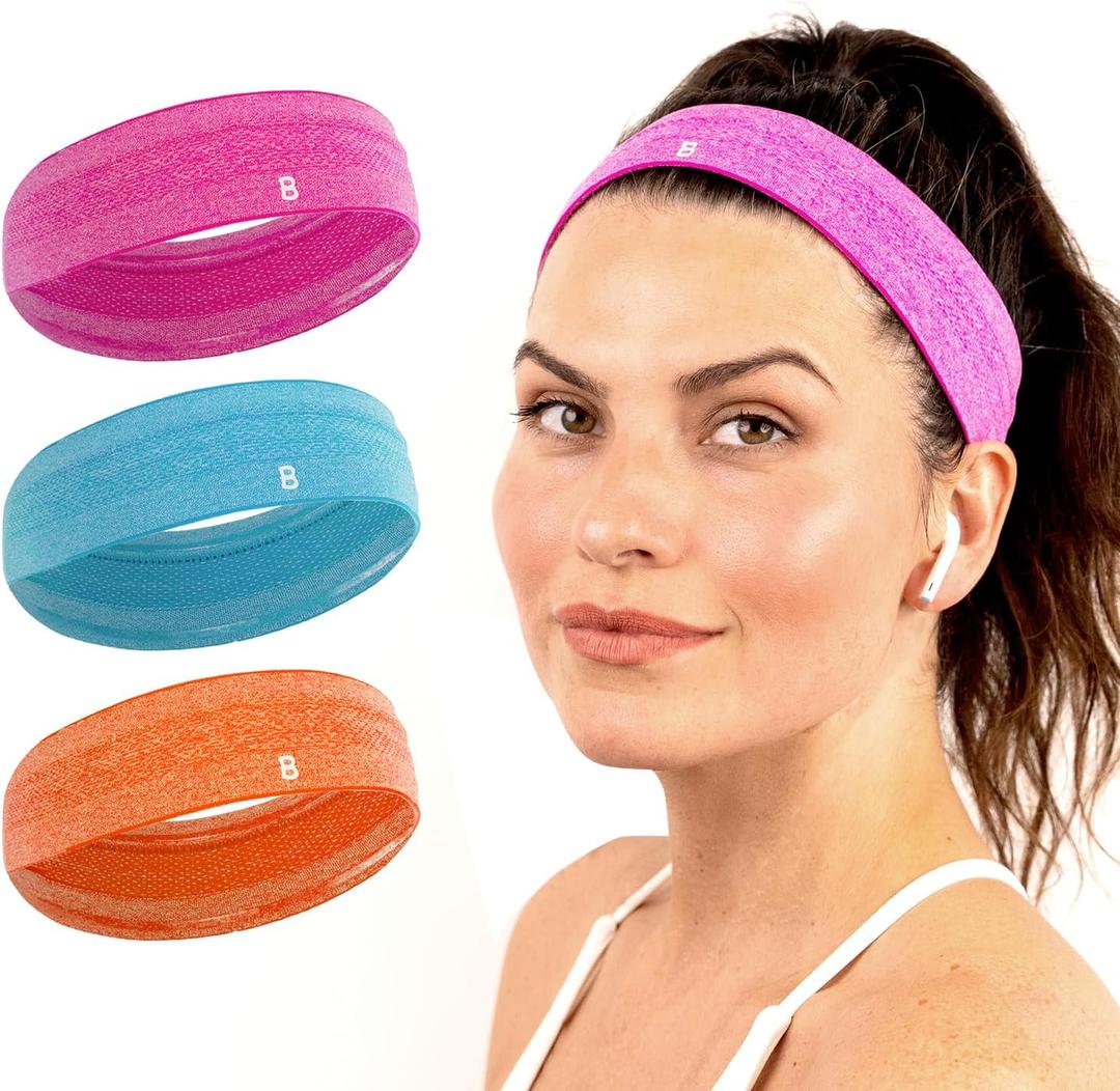5 x BURLYBANDS Wide Womens Non-Slip Headbands - Athletic Headbands for Women - Non-Slip Headband for Gym, Running, Sports & Exercise - Workout Head Bands for Womens Hair (Multi)